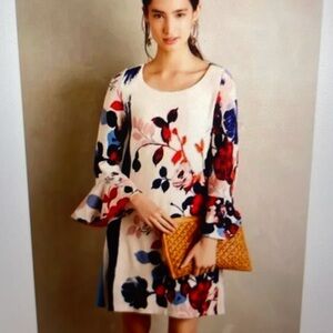 Maeve for Anthropologie Anthousia Floral knit dress sz m